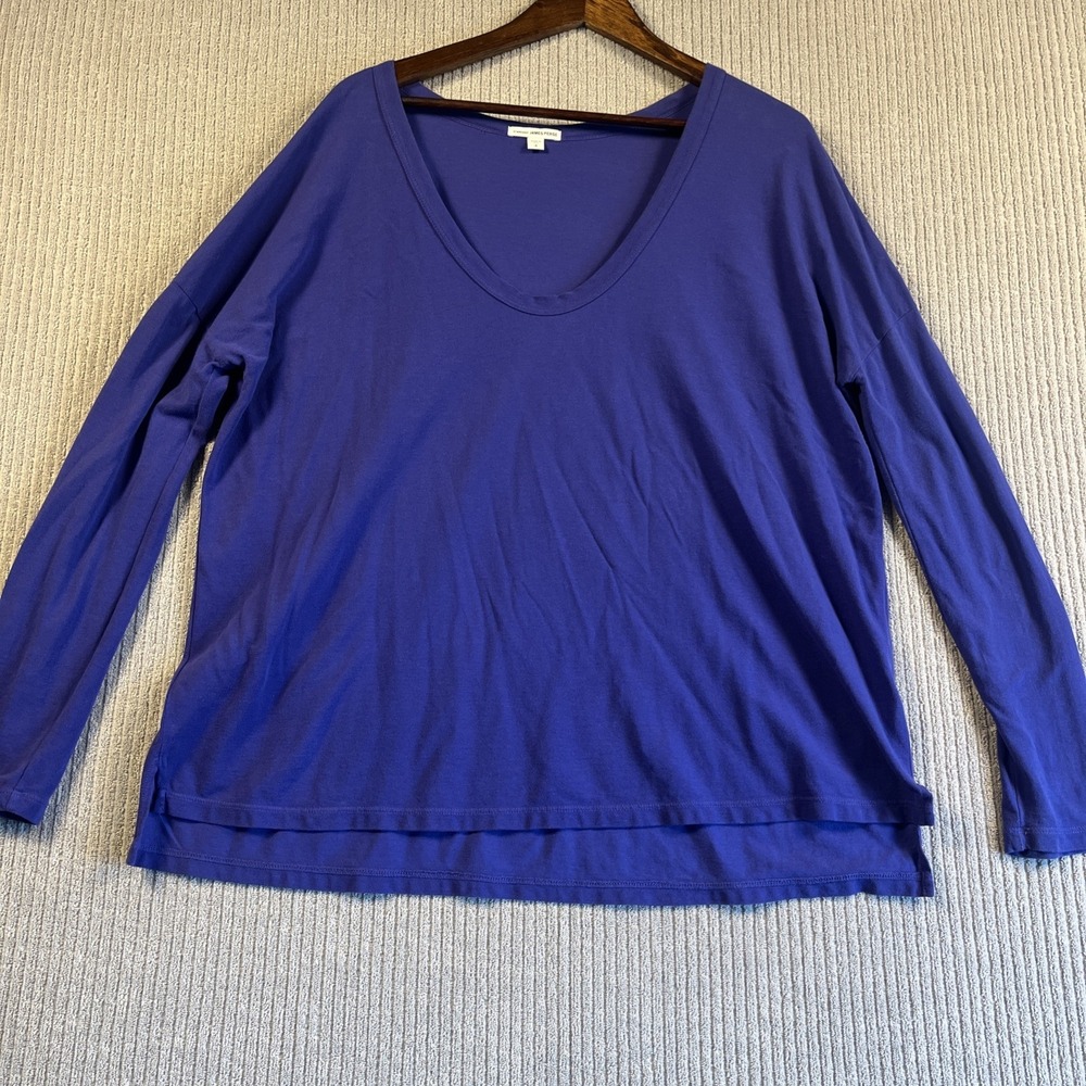 James Perse Top Women's 4 Bright Purple Long Sleeve 100%‎ Cotton Round Neck